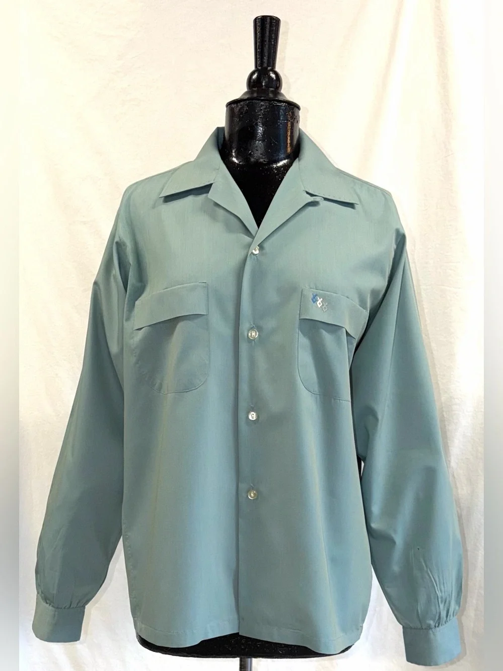 Vintage 1970’s Norgate Norsheen Men’s Teal Shirt Dacron Permanent Press Medium